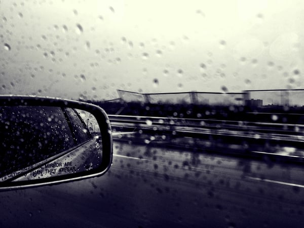 Rainy car preparing for hurricane